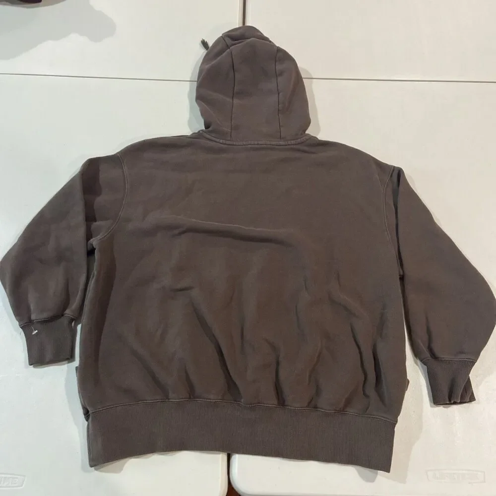 Nike Oversized Phoenix Hoodie Womens L Brown Pullover Fleece Sweatshirt DQ5860